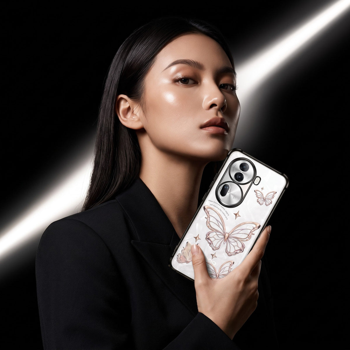 Oppo Reno 11 Pro 5G Transparent Butterfly Anti-Yellow Airbag Cover