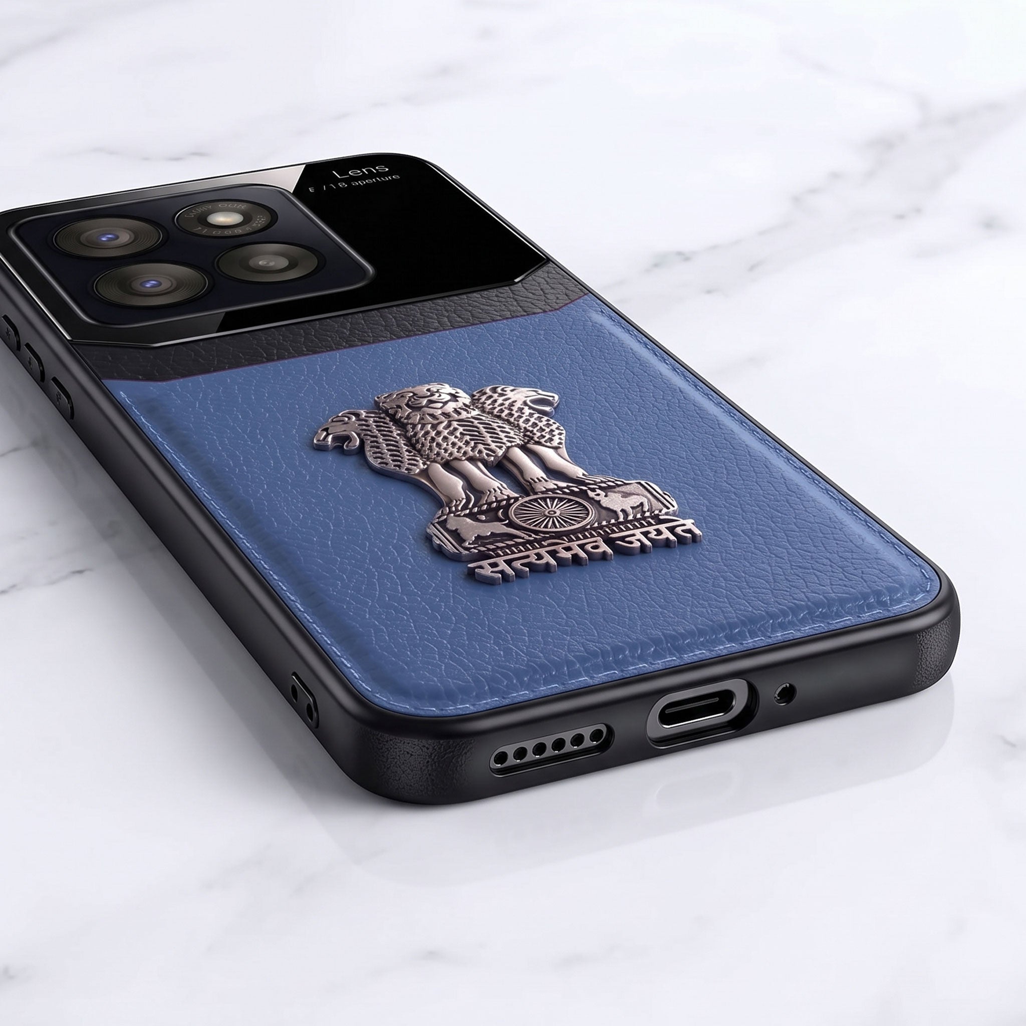 Motorola Edge 60 Pro 5G Satyamev Jayate 3D Metal Leather Back Case