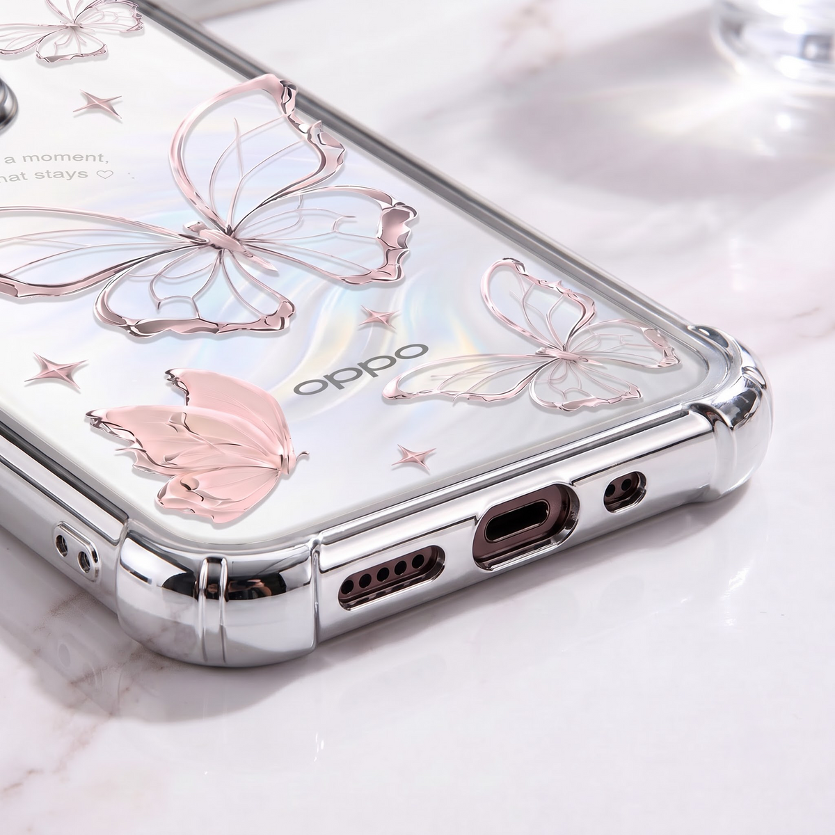 Oppo Reno 14 5G Transparent Butterfly Anti-Yellow Airbag Cover