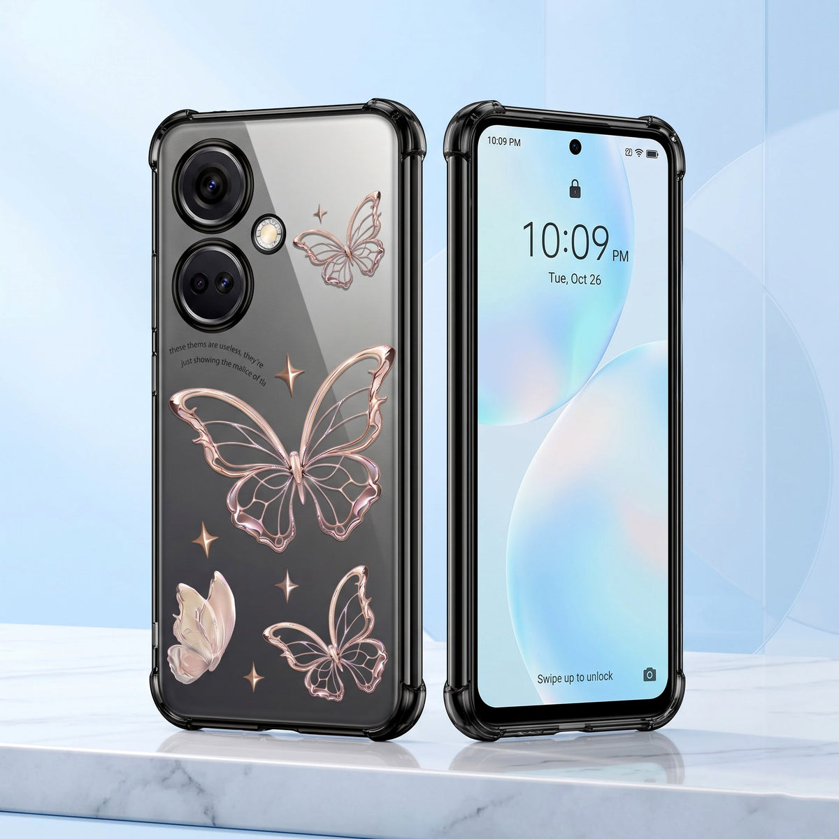 Oneplus Nord CE3 5G Transparent Butterfly Anti-Yellow Airbag Cover