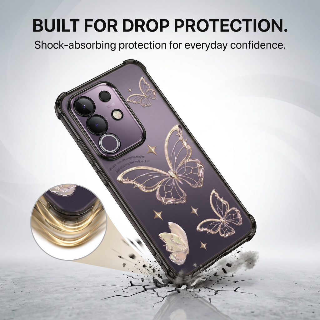 Vivo T4X 5G Transparent Butterfly Anti-Yellow Airbag Cover