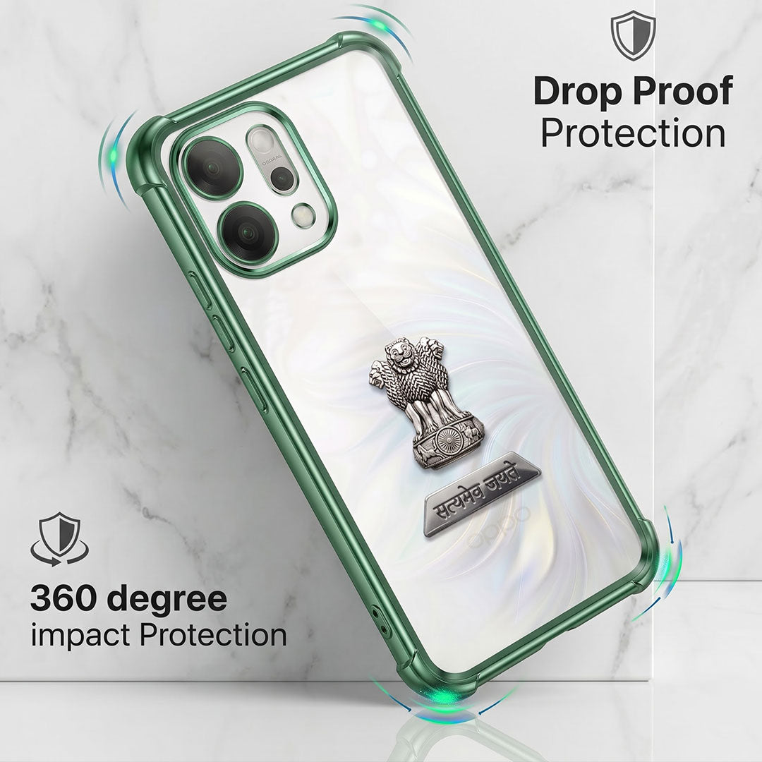 Oppo Reno 14 5G Satyamev Jayate 2-in-1 Emblem Transparent Shockproof Airbag Case