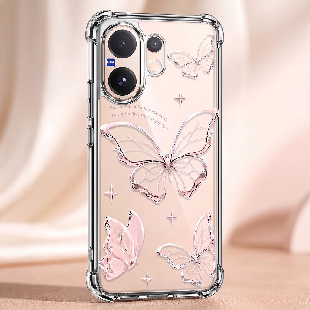 Vivo V60 5G Transparent Butterfly Anti-Yellow Airbag Cover