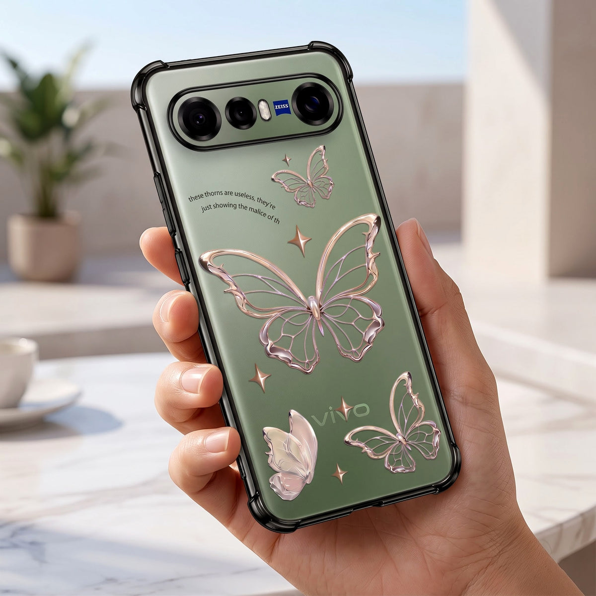 Vivo X300 FE 5G Transparent Butterfly Anti-Yellow Airbag Cover