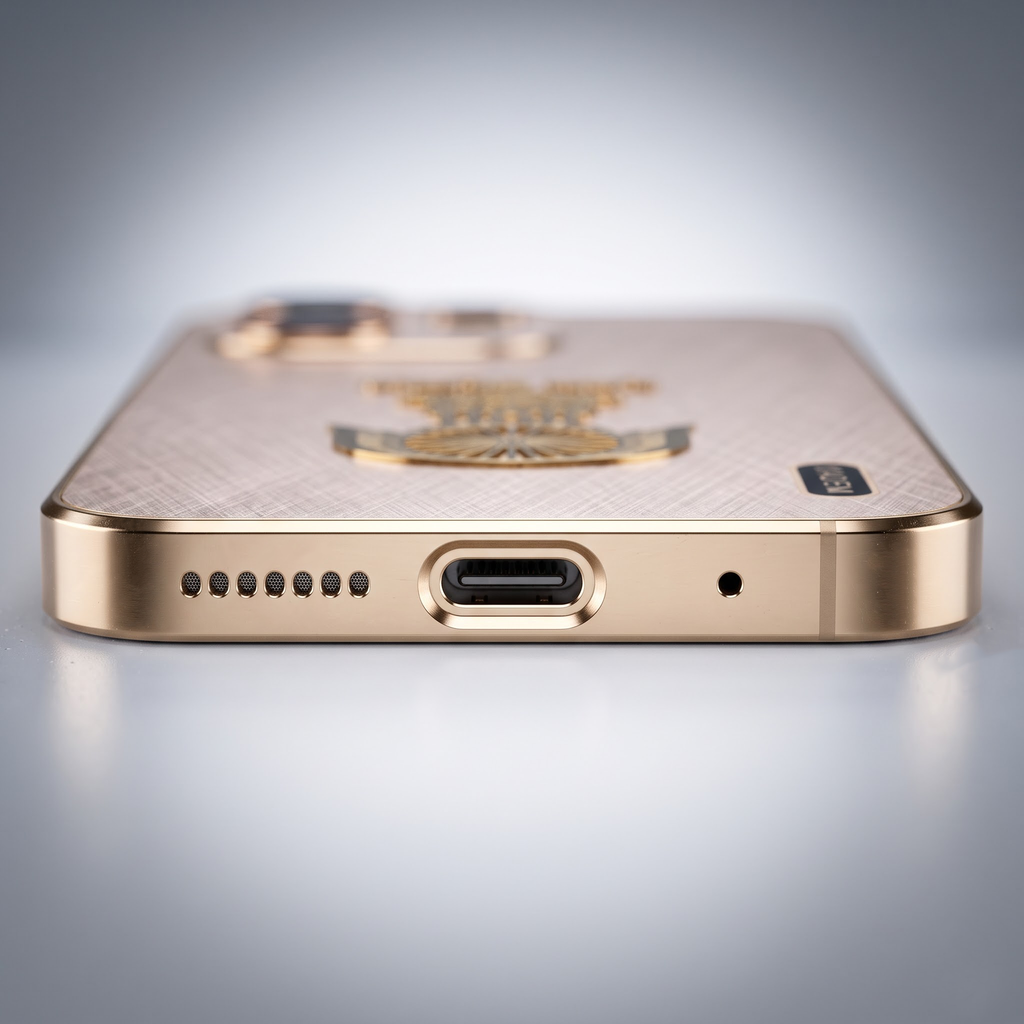 Oppo Reno 16 5G Satyamev Jayate 3D Electroplated Frame Gold Thread Pattern Hard Back Case