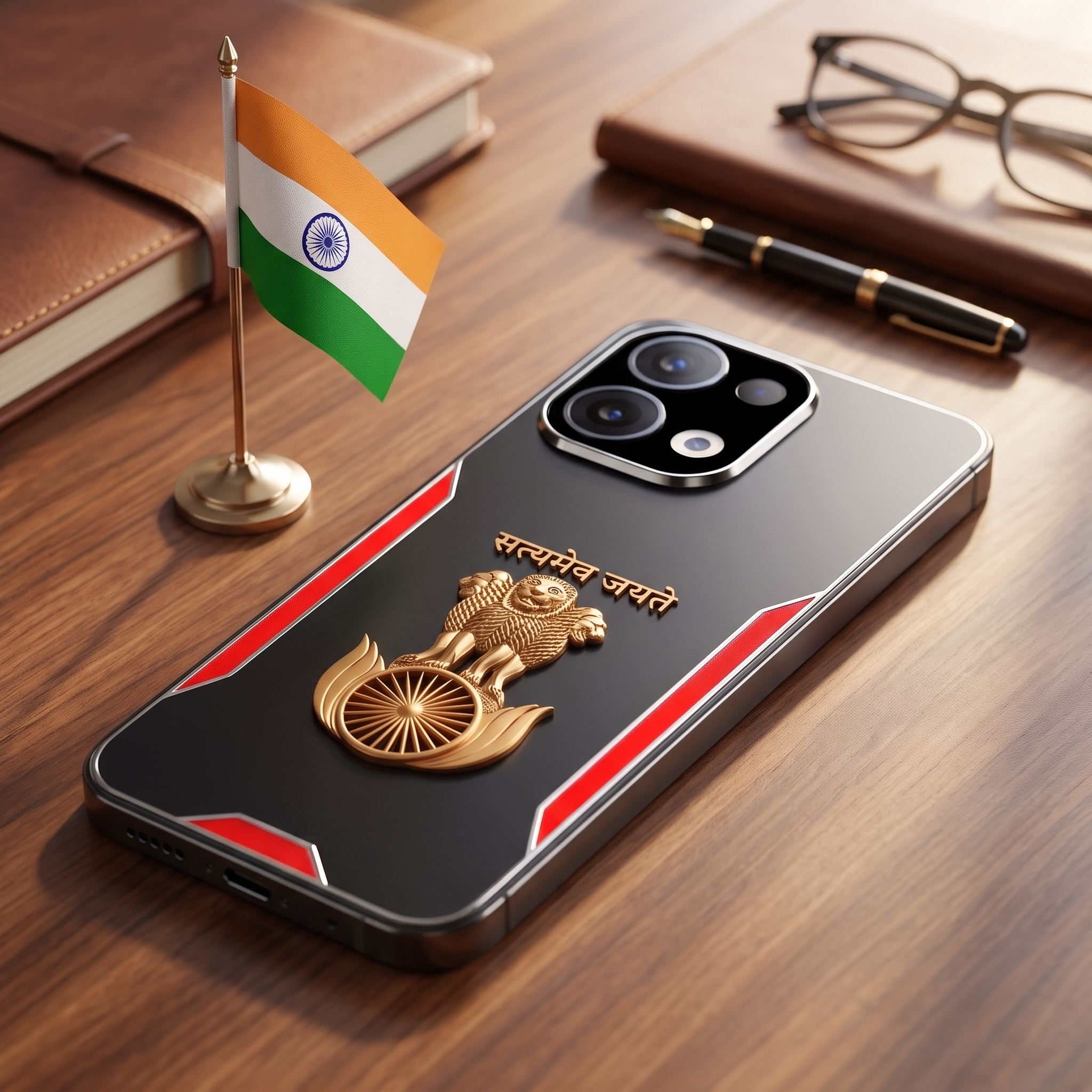 Oppo Reno 13 5G Satyamev Jayate 3D Metal Aluminium Back Case
