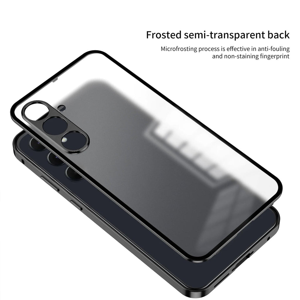 Samsung Galaxy A55 5G Phone case with frosted semi-transparent back on a white background