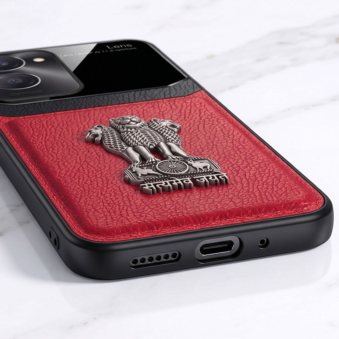 Vivo Y28s 5G Satyamev Jayate 3D Metal Leather Back Case