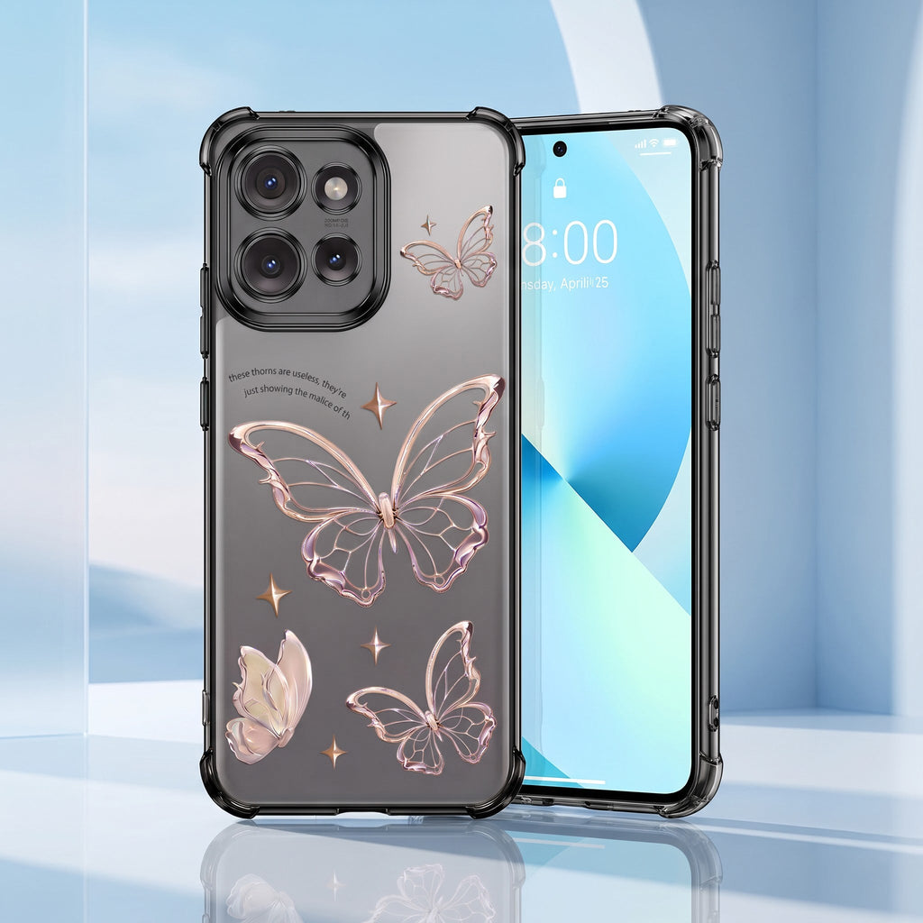 Motorola Edge 50 5G Transparent Butterfly Anti-Yellow Airbag Cover