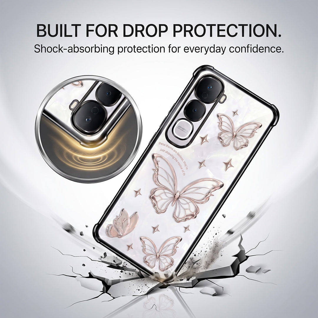 Vivo Y400 Pro 5G Transparent Butterfly Anti-Yellow Airbag Cover