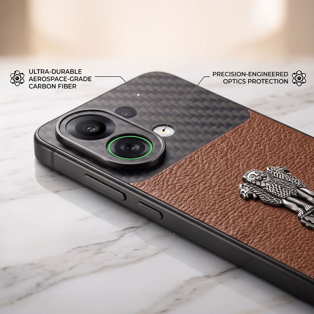 Oppo K13 Turbo 5G Satyamev Jayate Carbon Fiber Leather Hybrid Phone Case