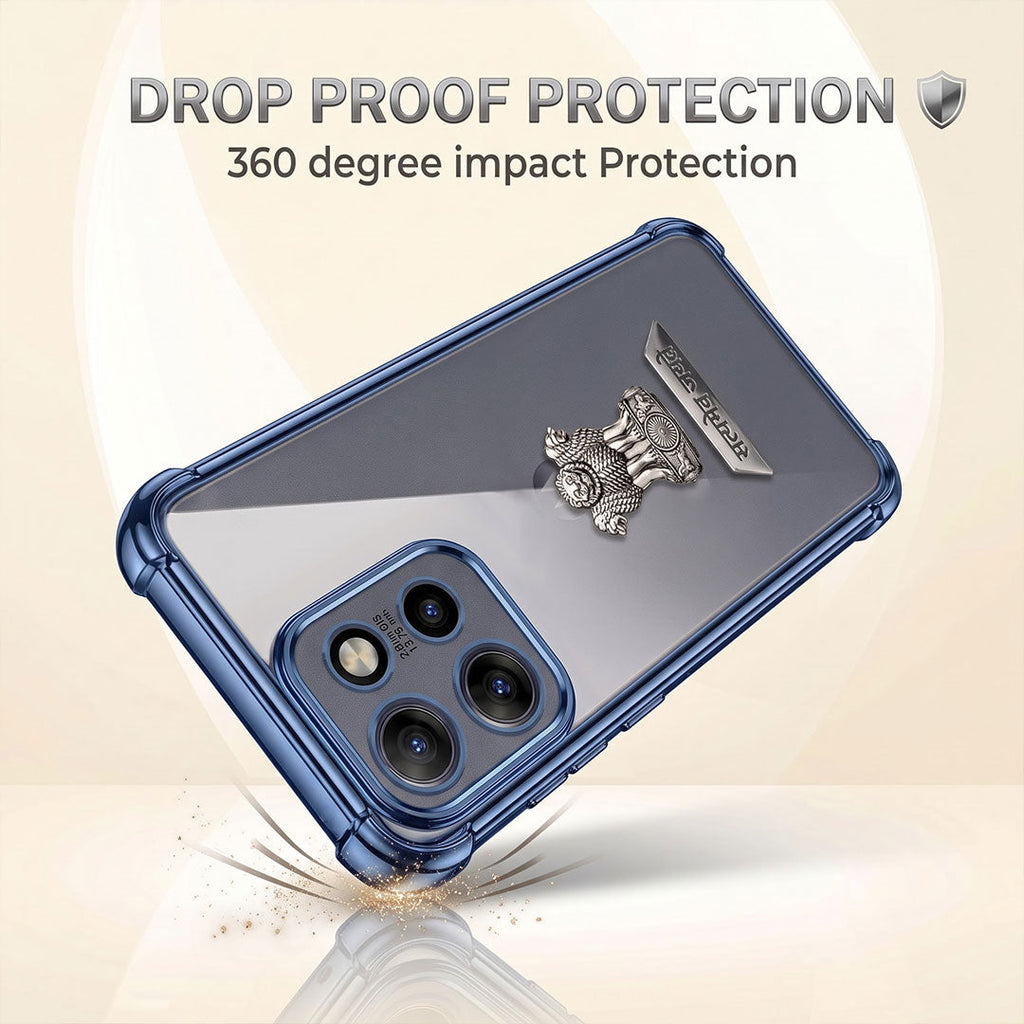 Motorola Edge 50 Neo 5G Satyamev Jayate 2-in-1 Emblem Transparent Shockproof Airbag Case