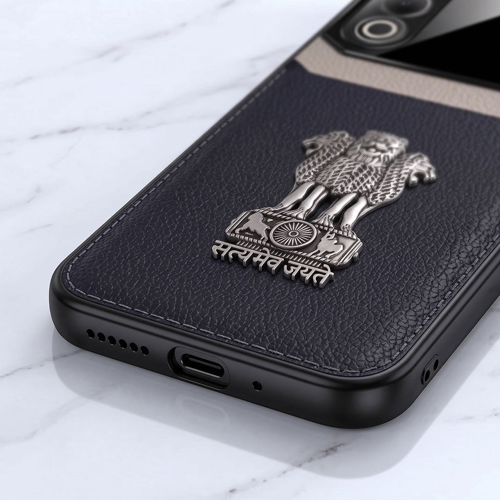 Oppo K12x 5G Satyamev Jayate 3D Metal Leather Back Case