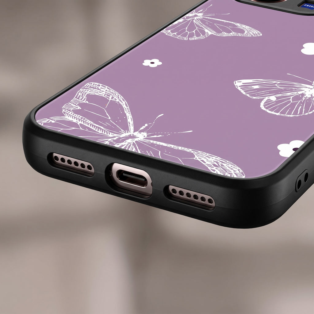 Vivo V70 5G Lavender Butterfly Floral Printed Back Cover