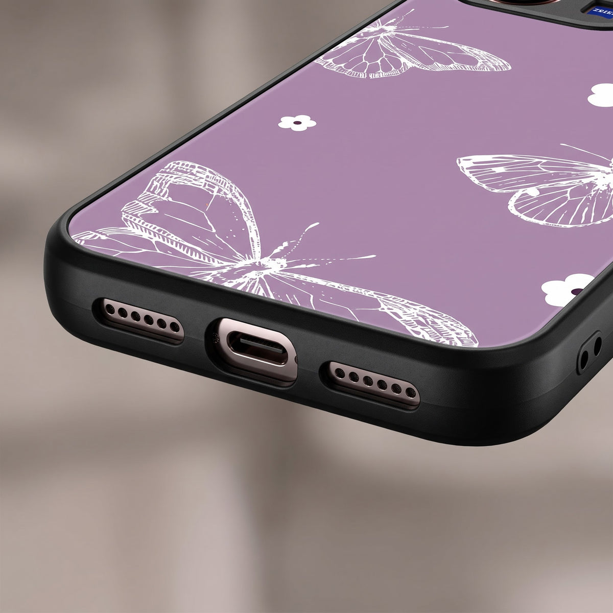 Vivo V70 5G Lavender Butterfly Floral Printed Back Cover