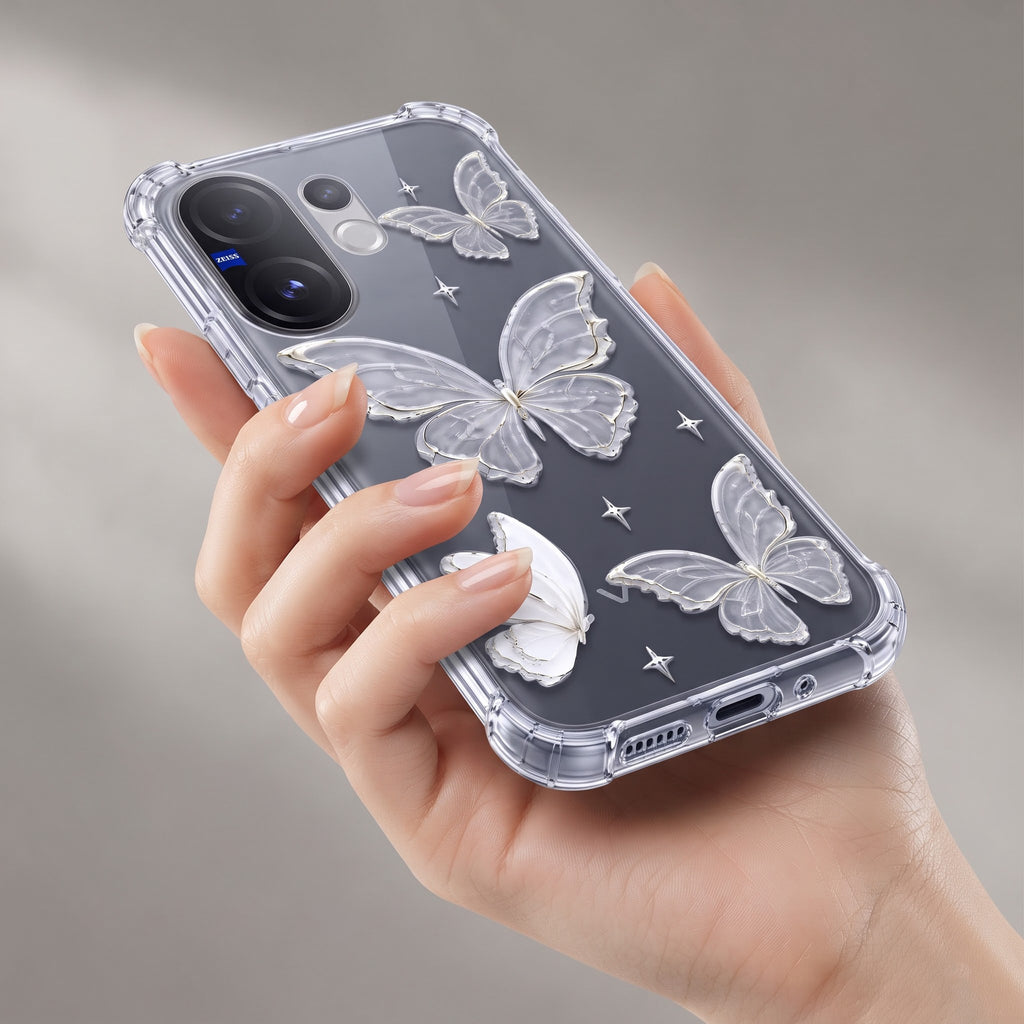 Vivo V60 5G Transparent Butterfly Airbag Cover