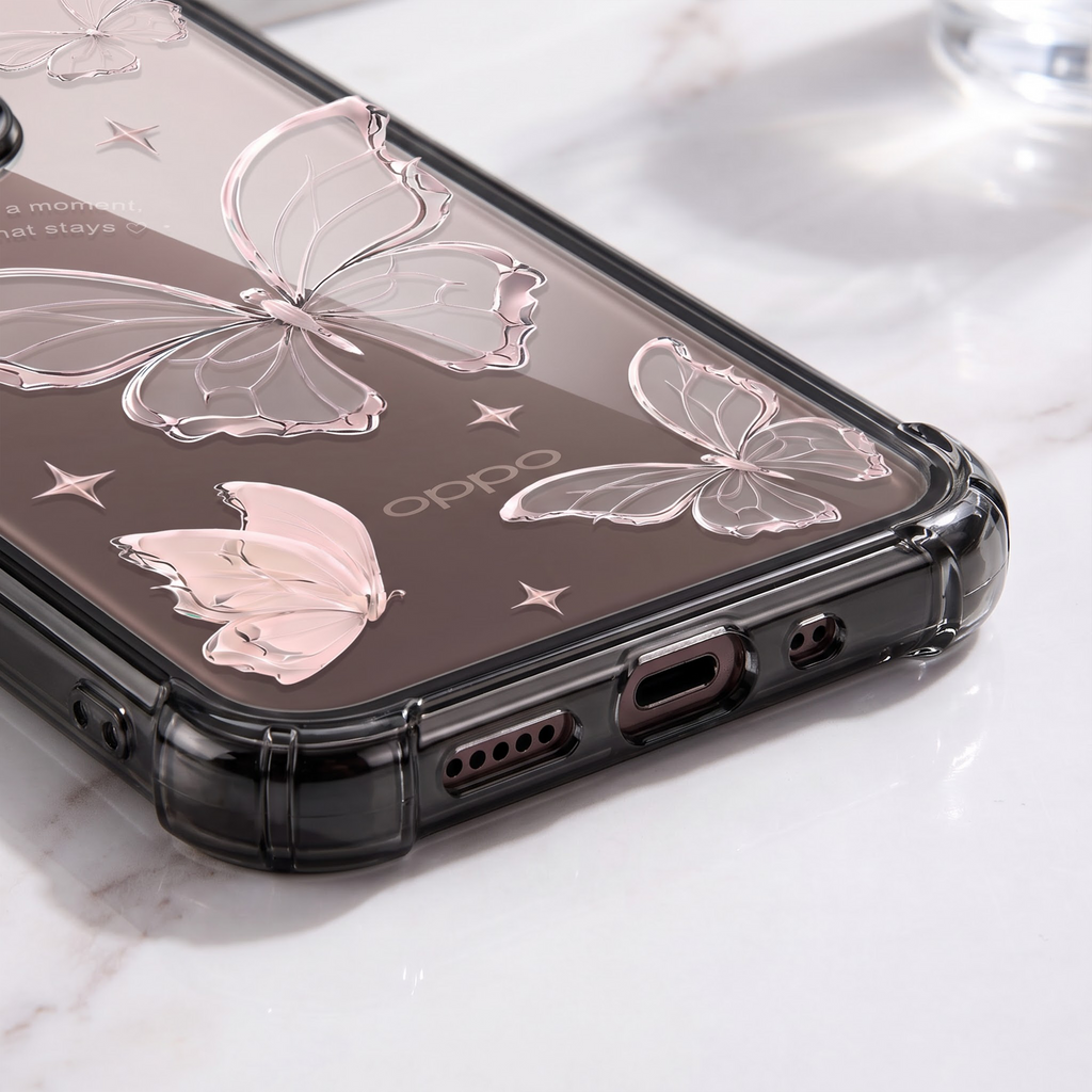 Oppo Reno 15 5G Transparent Butterfly Anti-Yellow Airbag Cover