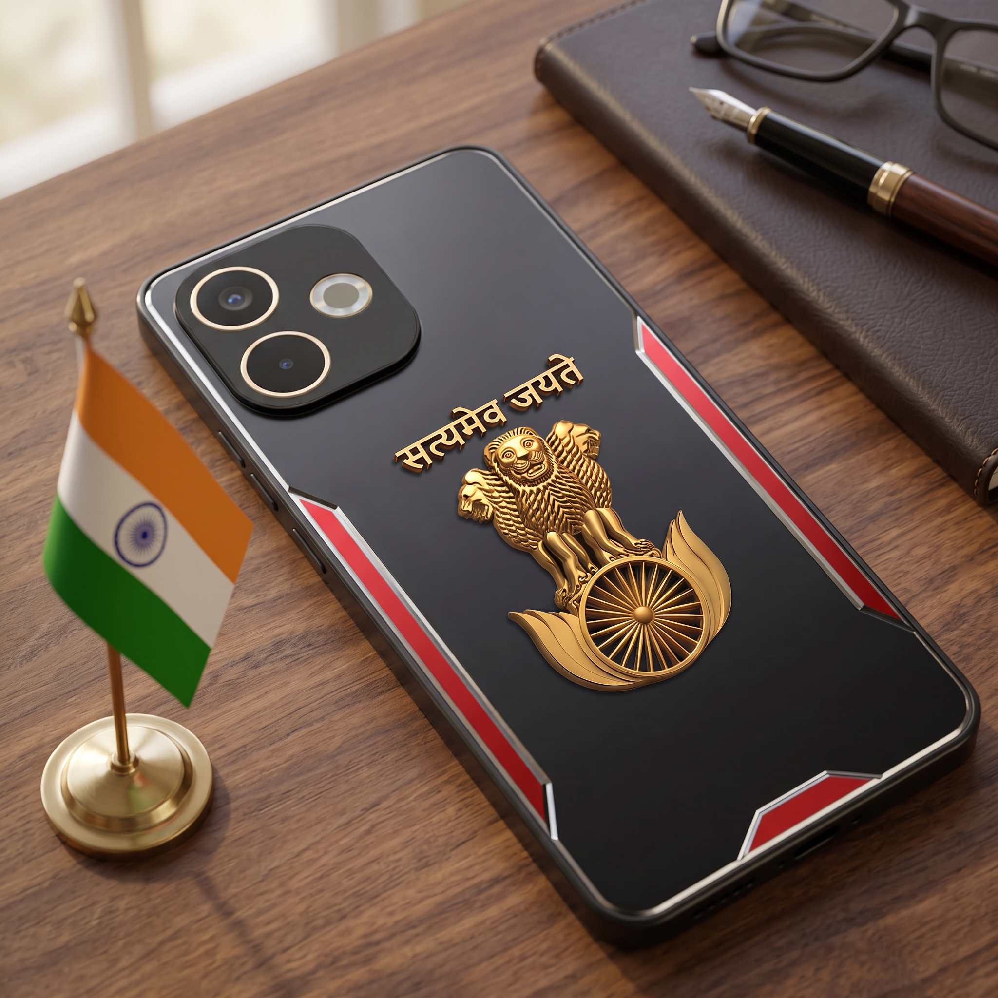 Oppo A5 Pro 5G Satyamev Jayate 3D Metal Aluminium Back Case