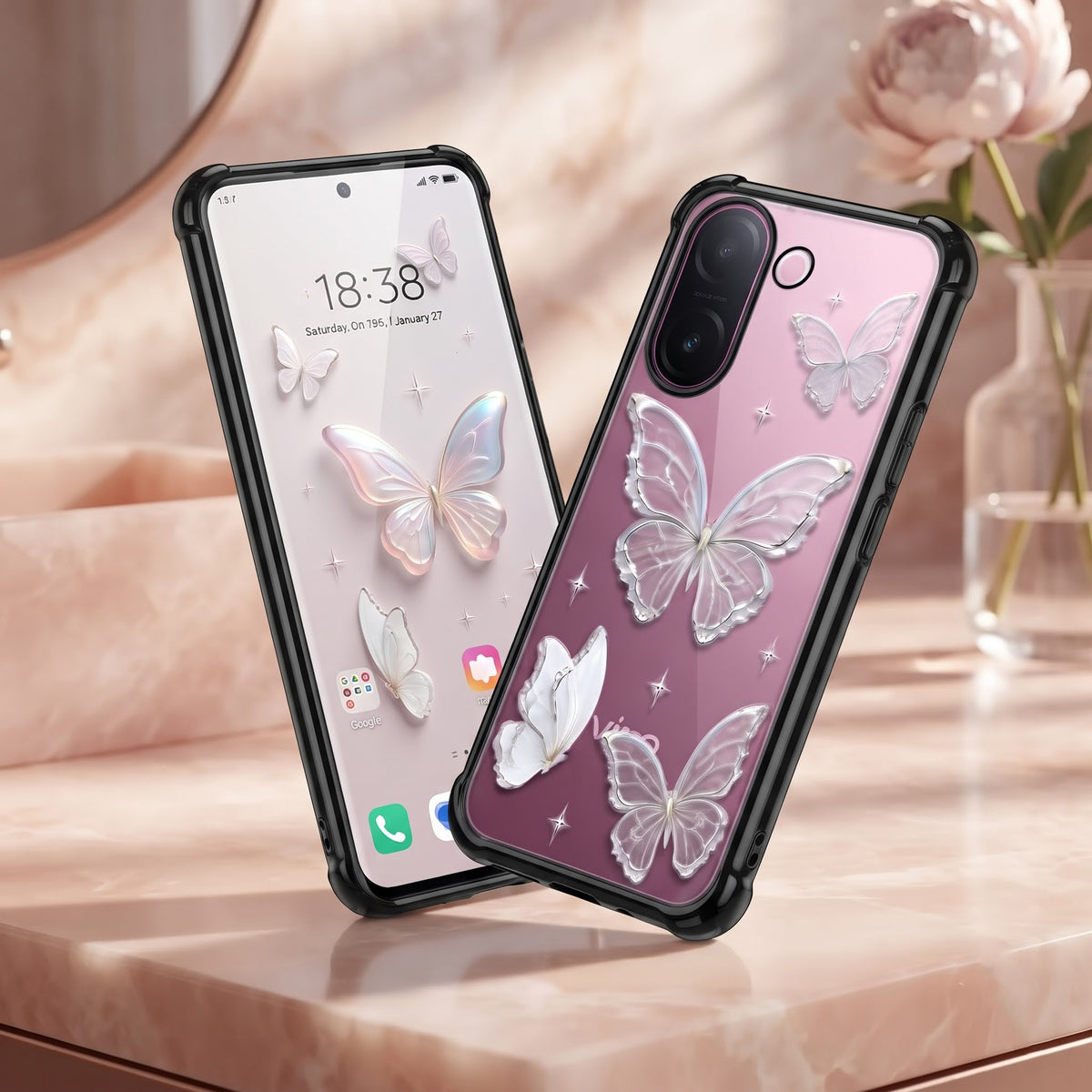 Vivo V60e 5G Transparent Butterfly Airbag Cover