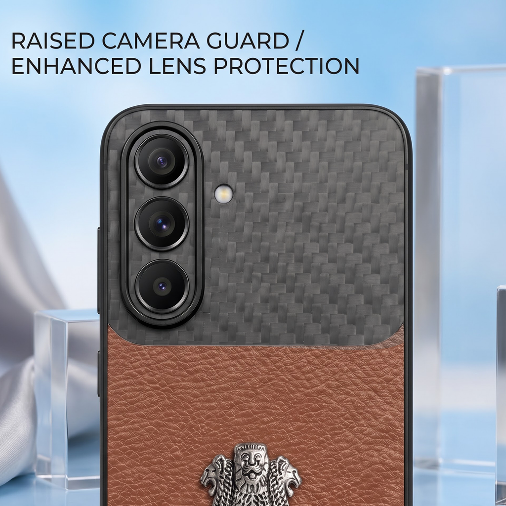 Samsung Galaxy A27 5G Satyamev Jayate Carbon Fiber Leather Hybrid Phone Case