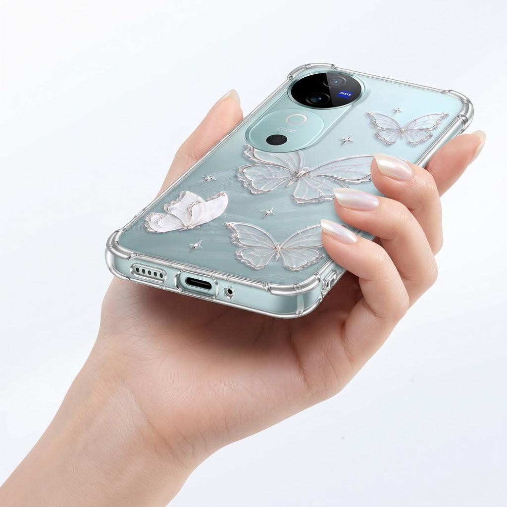 Vivo V40 5G Transparent Butterfly Airbag Cover