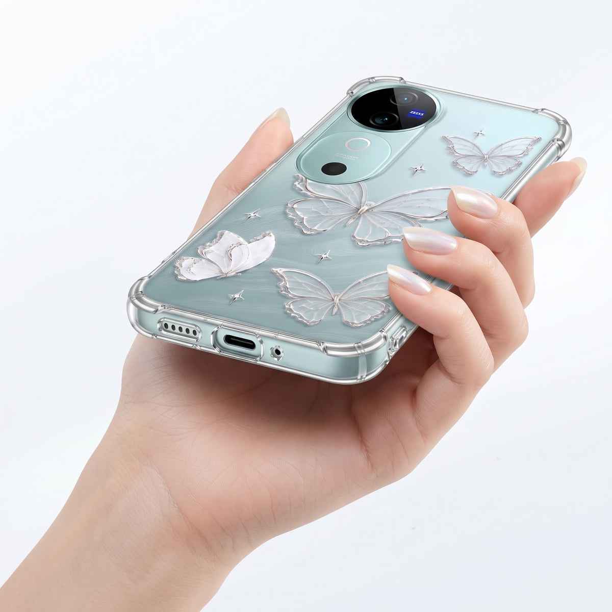 Vivo V40 5G Transparent Butterfly Airbag Cover