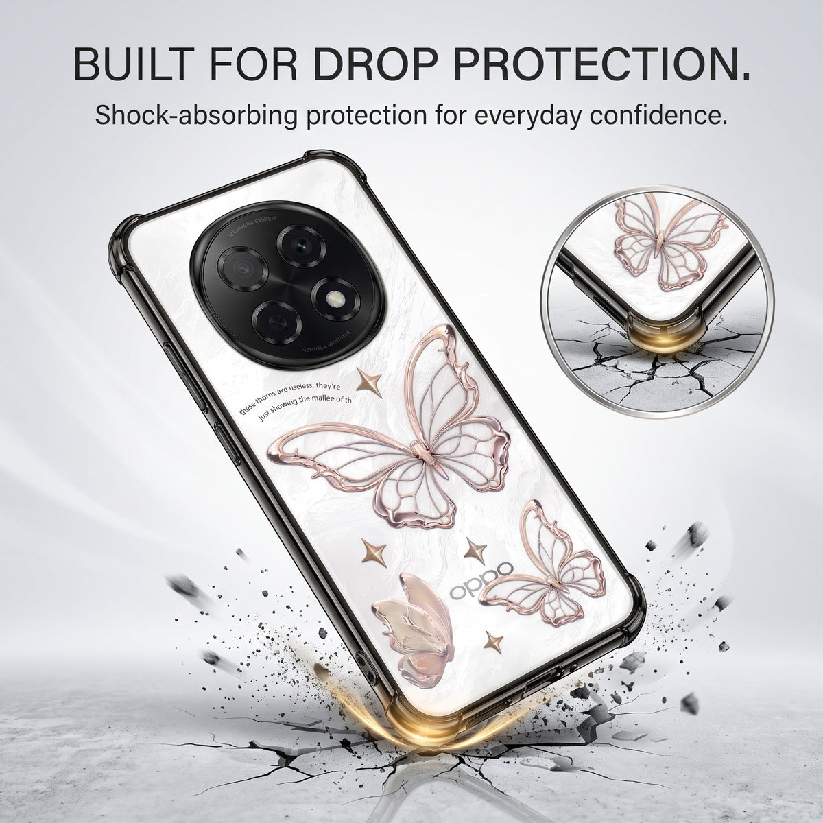Oppo F29 Pro 5G Transparent Butterfly Anti-Yellow Airbag Cover
