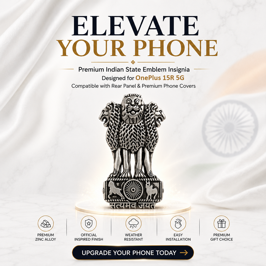 OnePlus 15R 5G Compatible Satyamev Jayate 3D Metal Emblem Sticker