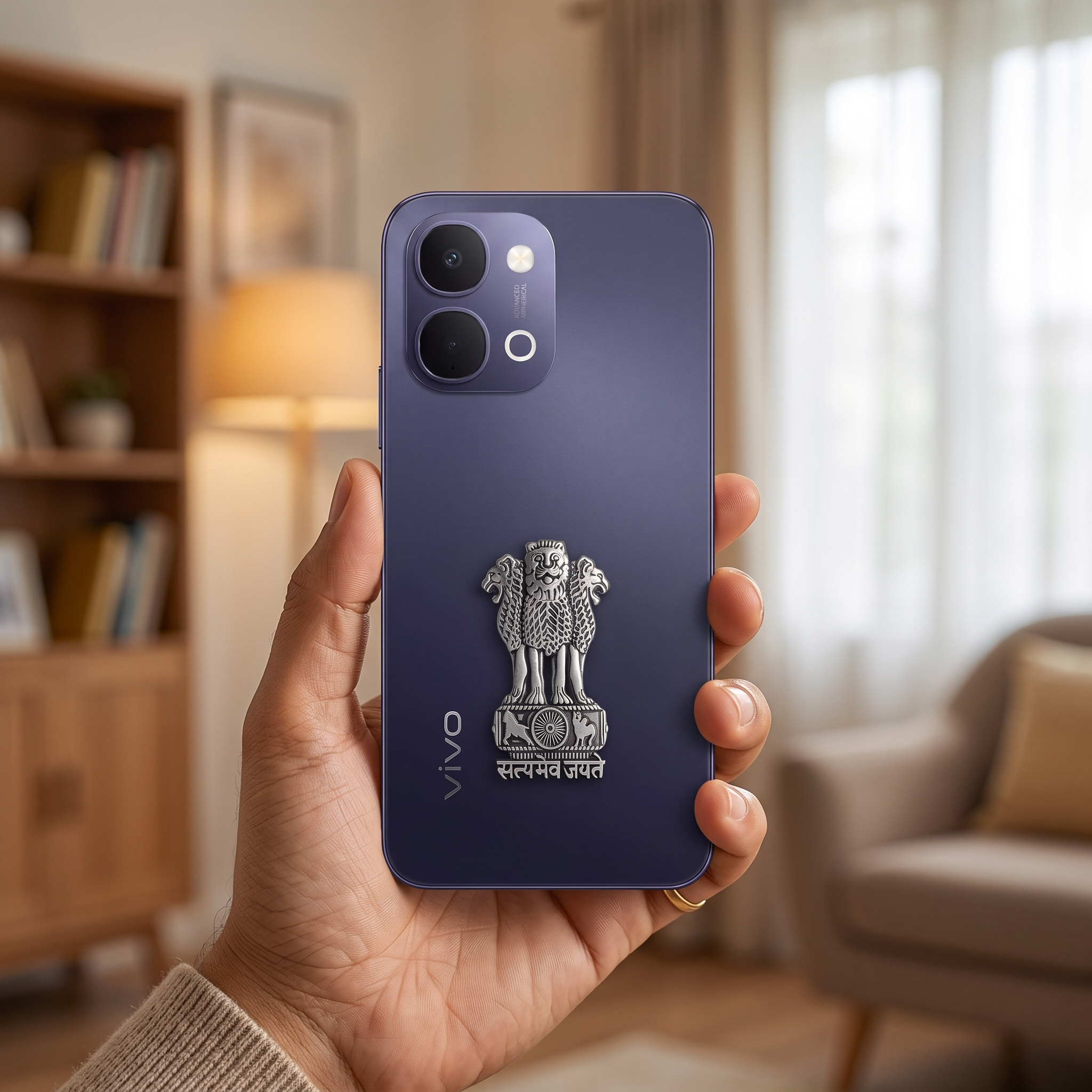 Vivo Y21 5G Compatible Satyamev Jayate 3D Metal Emblem Sticker