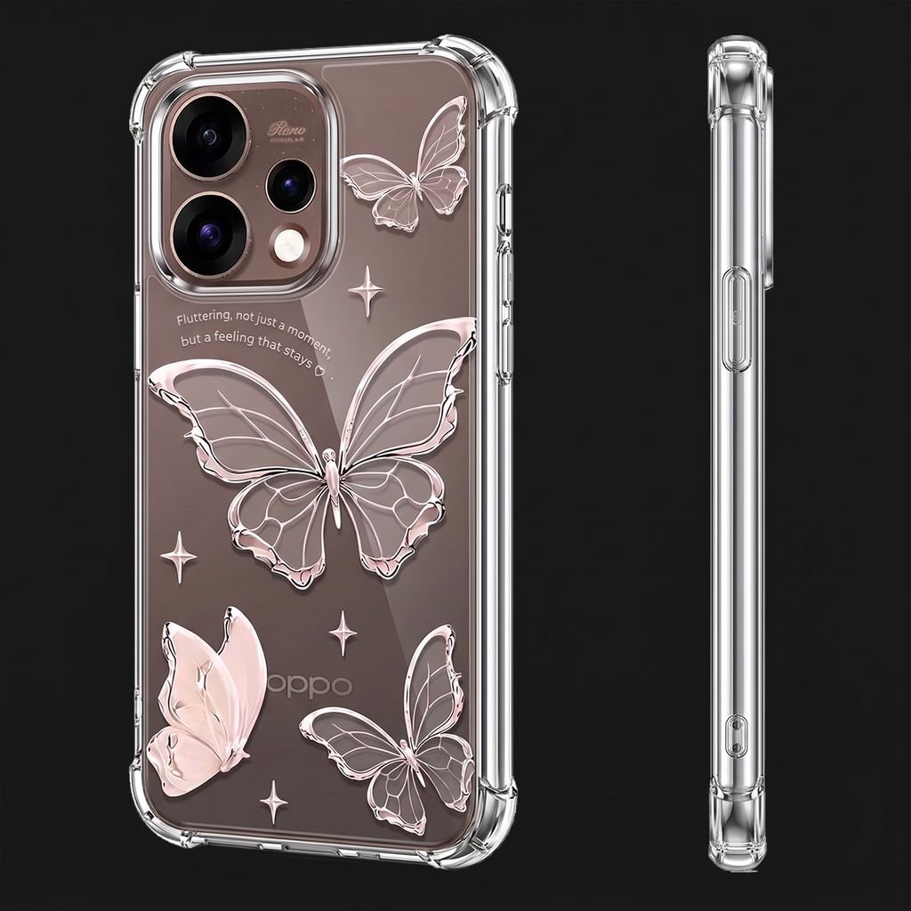 Oppo Reno 15 5G Transparent Butterfly Anti-Yellow Airbag Cover