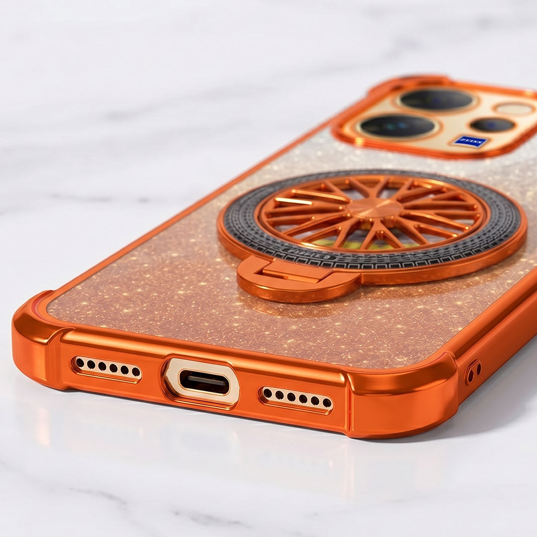 Vivo V70 5G Stress Buster Wheel Rotating Shimmer Airbag Cosmic Orange Case