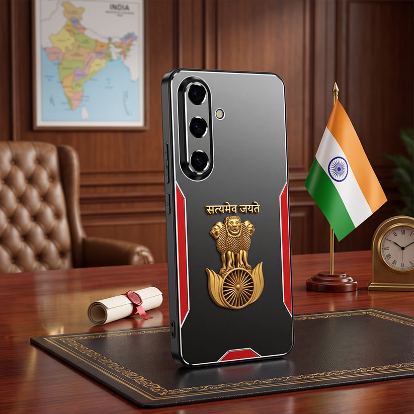 Samsung Galaxy M56 5G Satyamev Jayate 3D Metal Aluminium Back Case