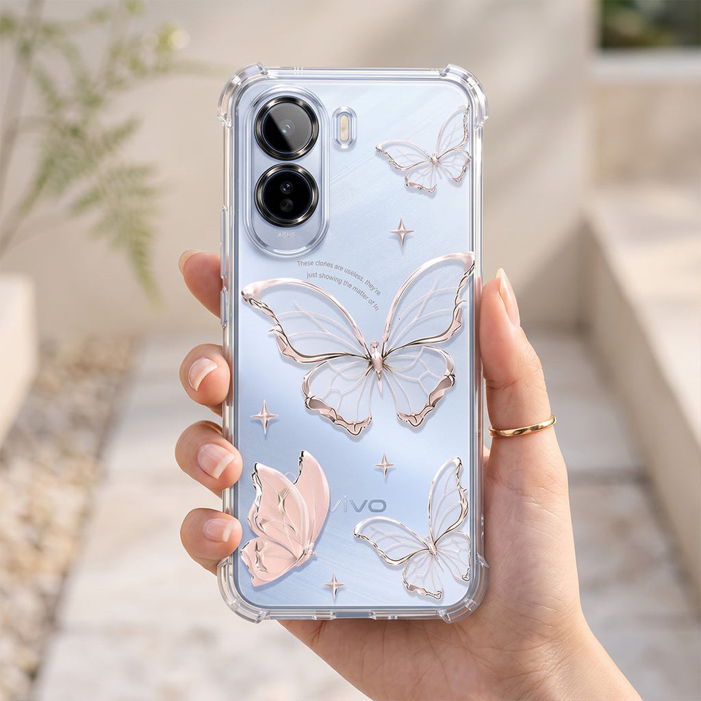 Vivo T5 Pro 5G Transparent Butterfly Anti-Yellow Airbag Cover