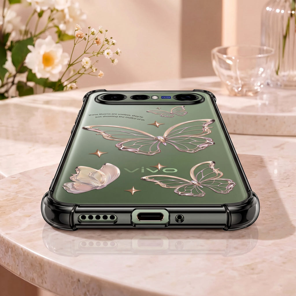 Vivo X300 FE 5G Transparent Butterfly Anti-Yellow Airbag Cover