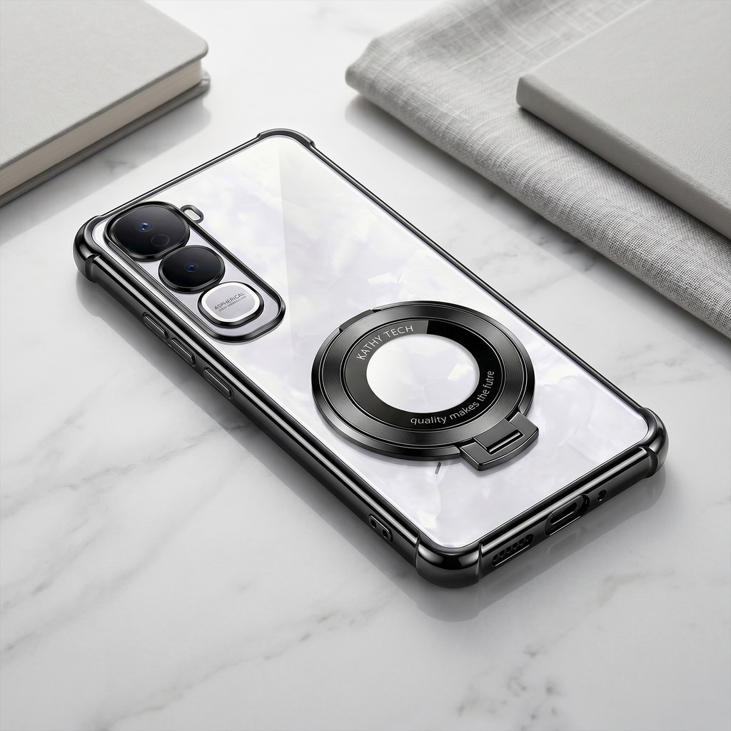 Vivo Y400 Pro 5G Original Luxury Magnifier Ring Stand Shockproof Airbags Corner Case