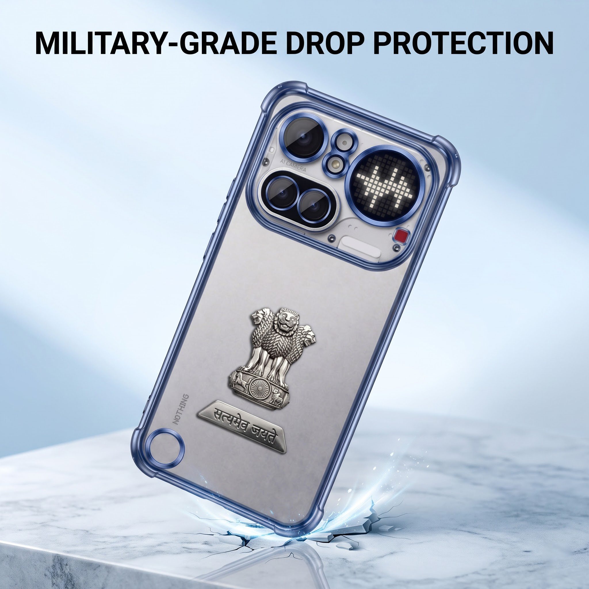 Nothing Phone 4a Pro 5G Satyamev Jayate 2-in-1 Emblem Transparent Shockproof Airbag Case