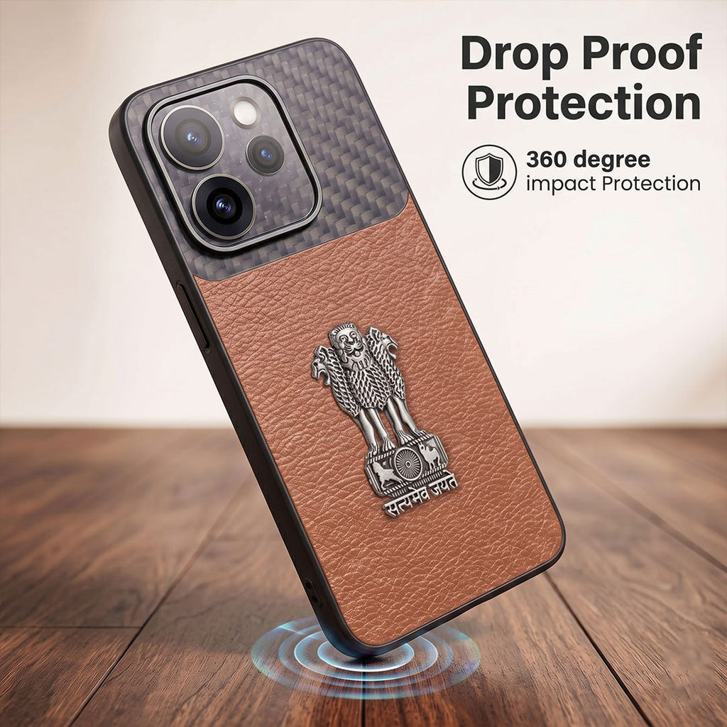 Oppo Reno 15 Pro Mini 5G Satyamev Jayate Carbon Fiber Leather Hybrid Phone Case