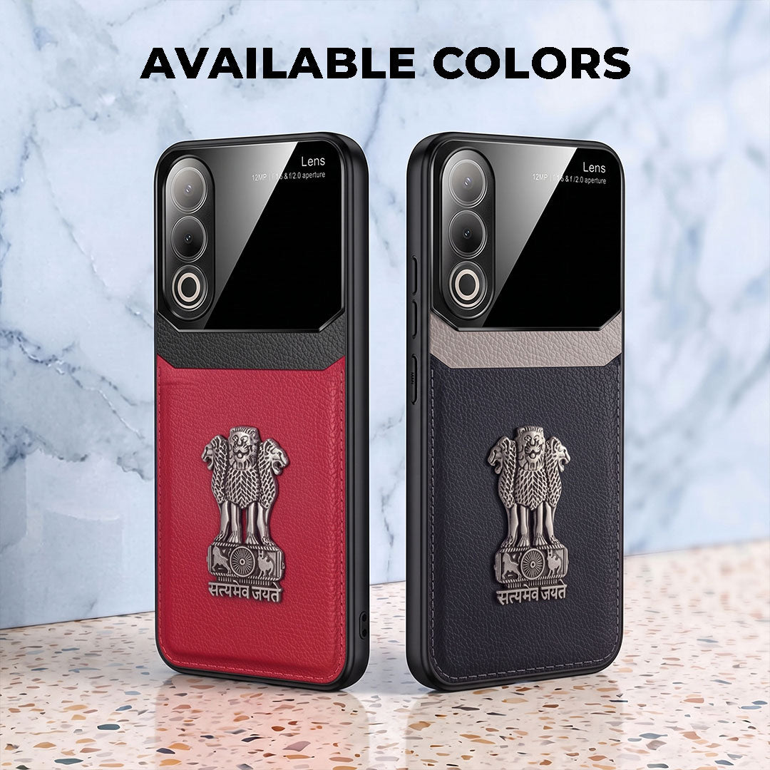 Oppo K12x 5G Satyamev Jayate 3D Metal Leather Back Case