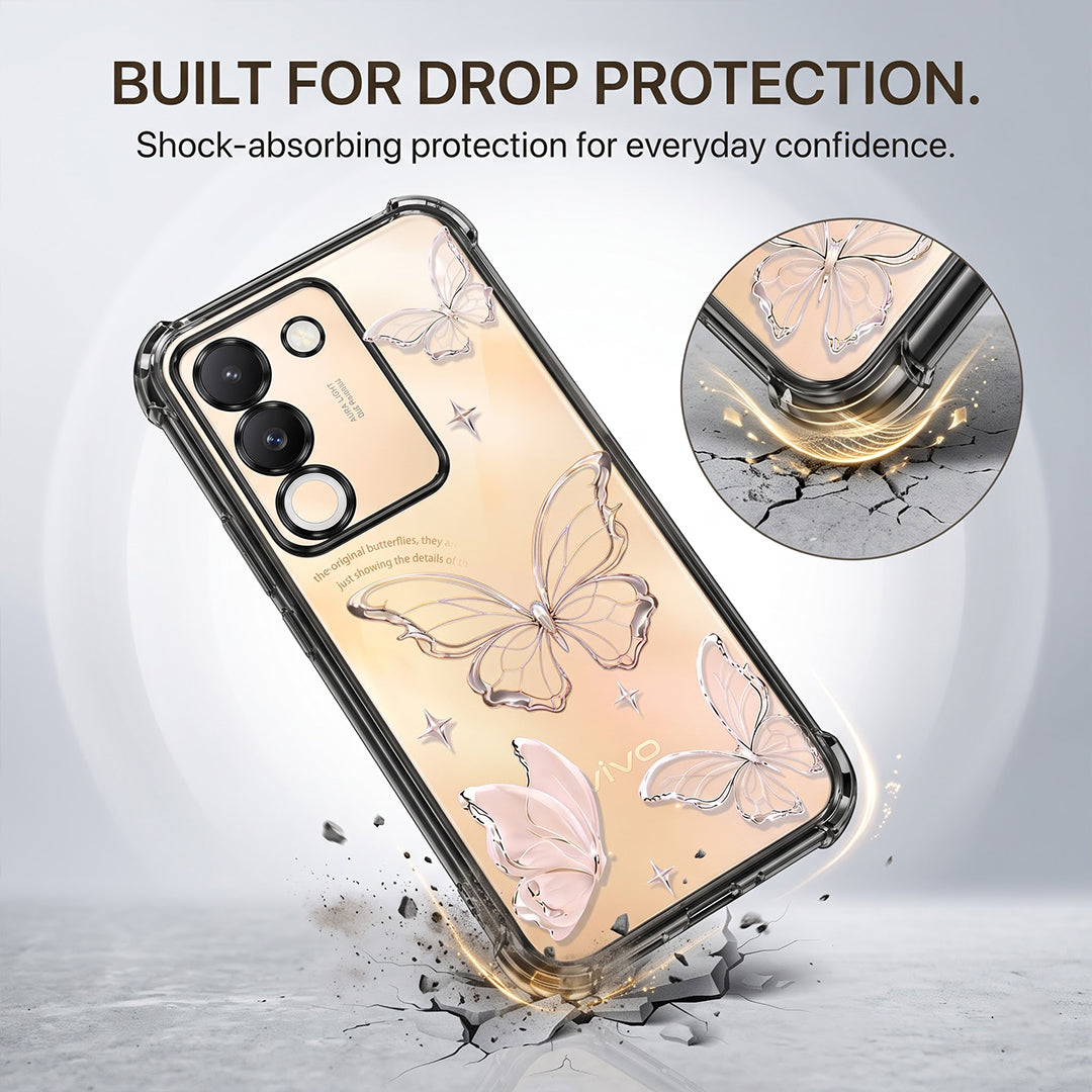 Vivo Y200 5G Transparent Butterfly Anti-Yellow Airbag Cover
