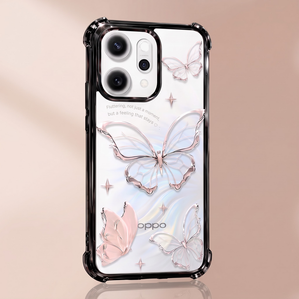 Oppo Reno 14 5G Transparent Butterfly Anti-Yellow Airbag Cover