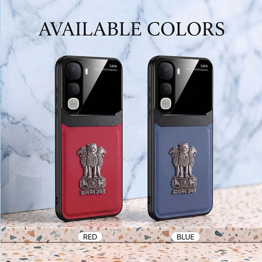 Vivo Y400 Pro 5G Satyamev Jayate 3D Metal Leather Back Case