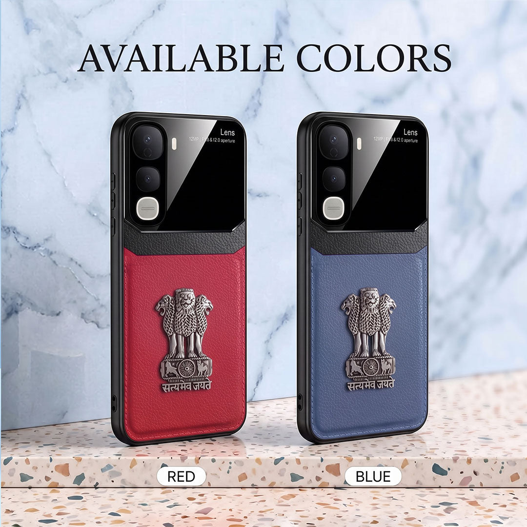 Vivo Y400 Pro 5G Satyamev Jayate 3D Metal Leather Back Case
