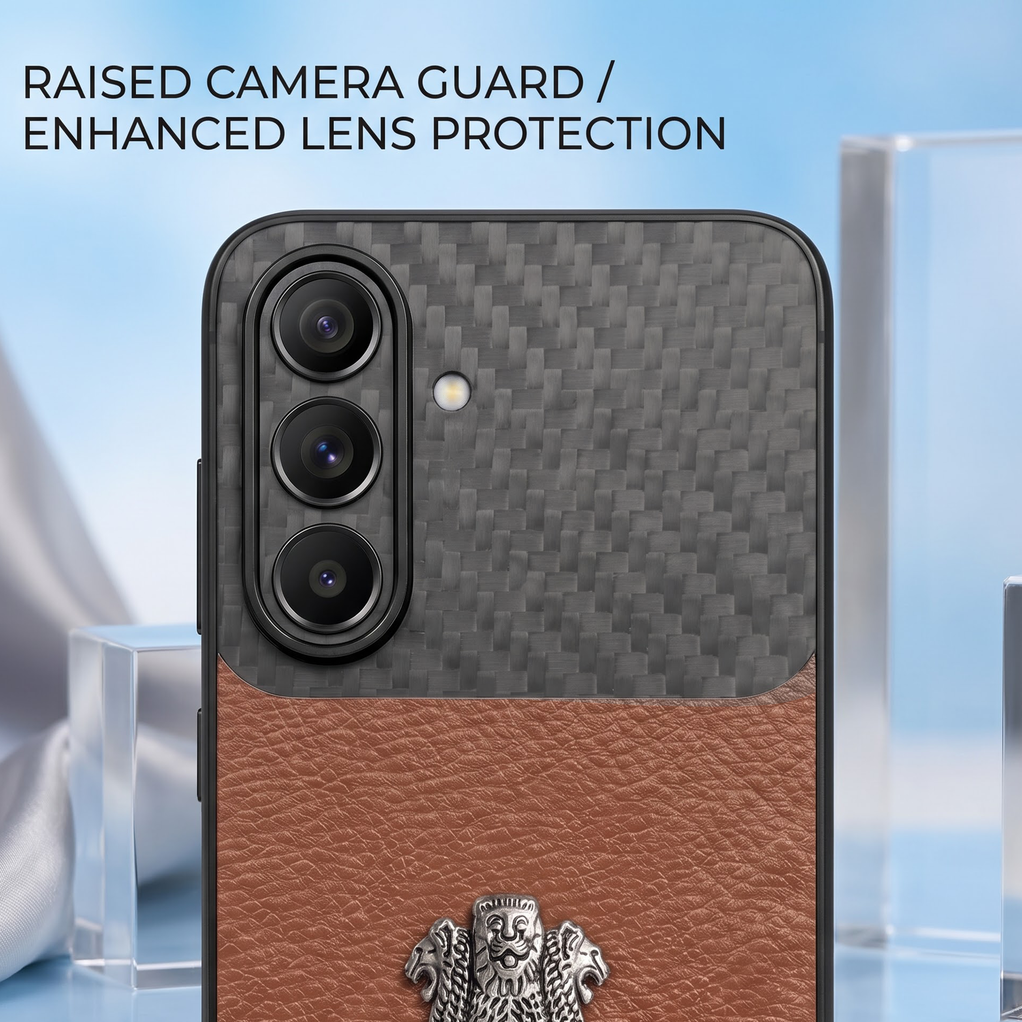 Samsung Galaxy A37 5G Satyamev Jayate Carbon Fiber Leather Hybrid Phone Case