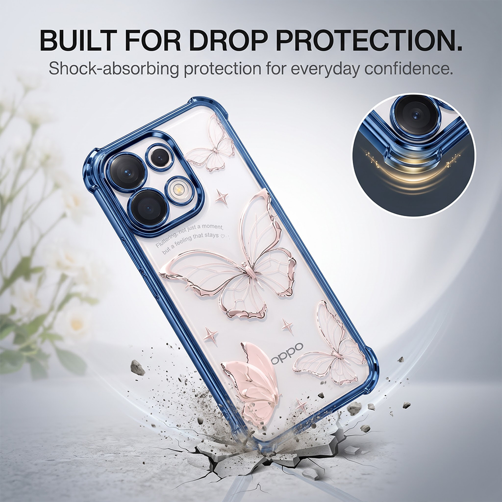 Oppo Reno 16 5G Transparent Butterfly Anti-Yellow Airbag Cover