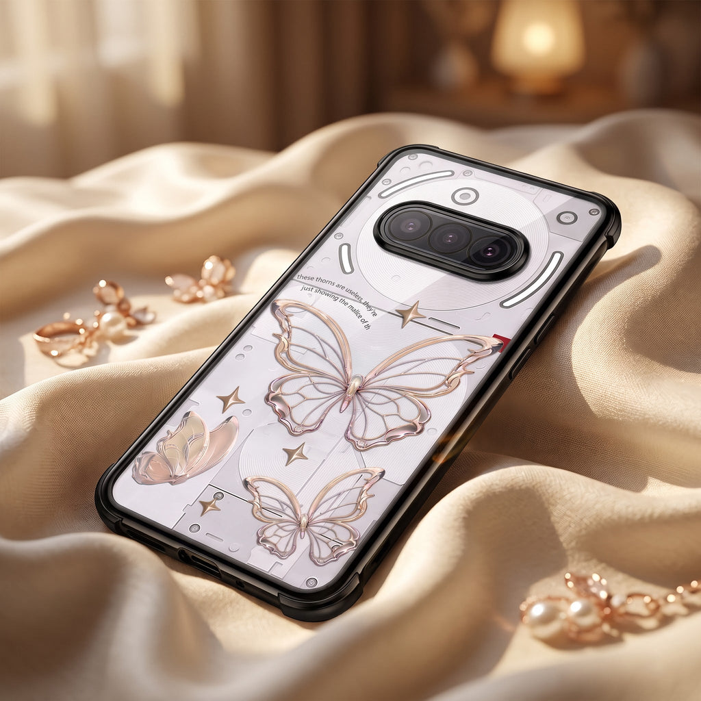 Nothing Phone 3A 5G Transparent Butterfly Anti-Yellow Airbag Cover