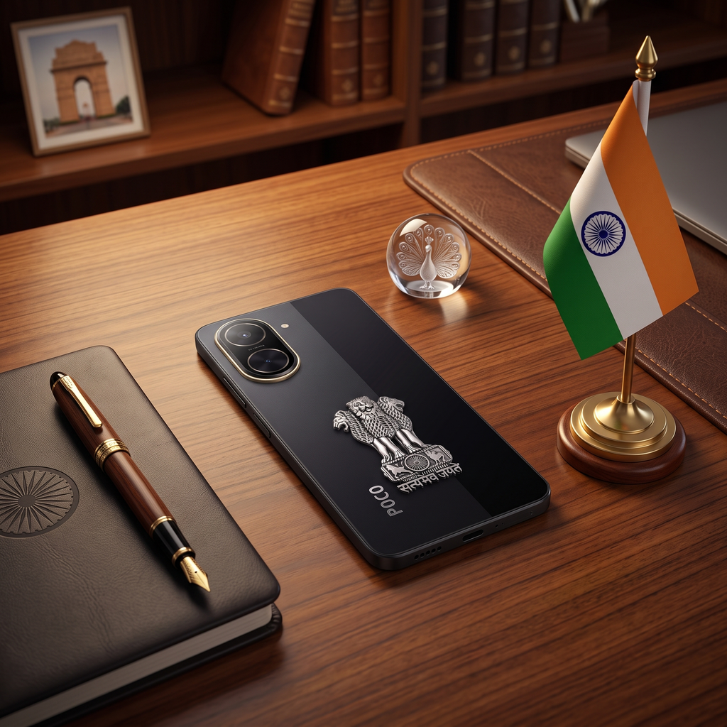 POCO C71 5G Compatible Satyamev Jayate 3D Metal Emblem Sticker