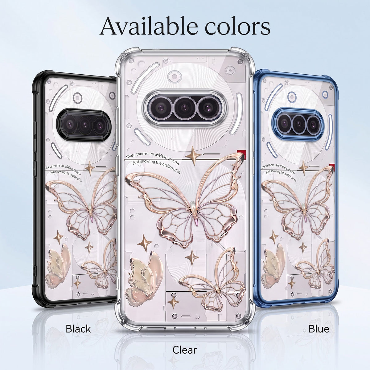 Nothing Phone 3A 5G Transparent Butterfly Anti-Yellow Airbag Cover