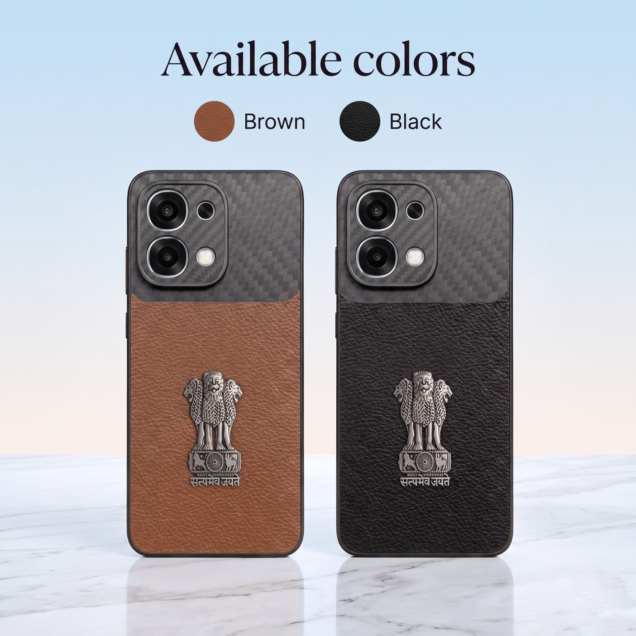 Oppo F31 5G Satyamev Jayate Carbon Fiber Leather Hybrid Phone Case