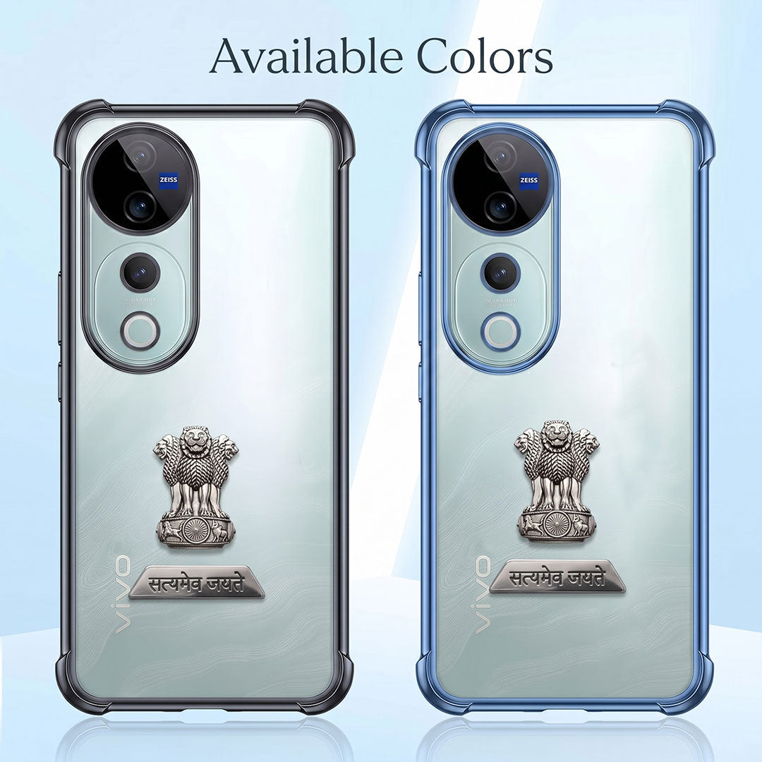 Vivo V40 Pro 5G Satyamev Jayate 2-in-1 Emblem Transparent Shockproof Airbag Case