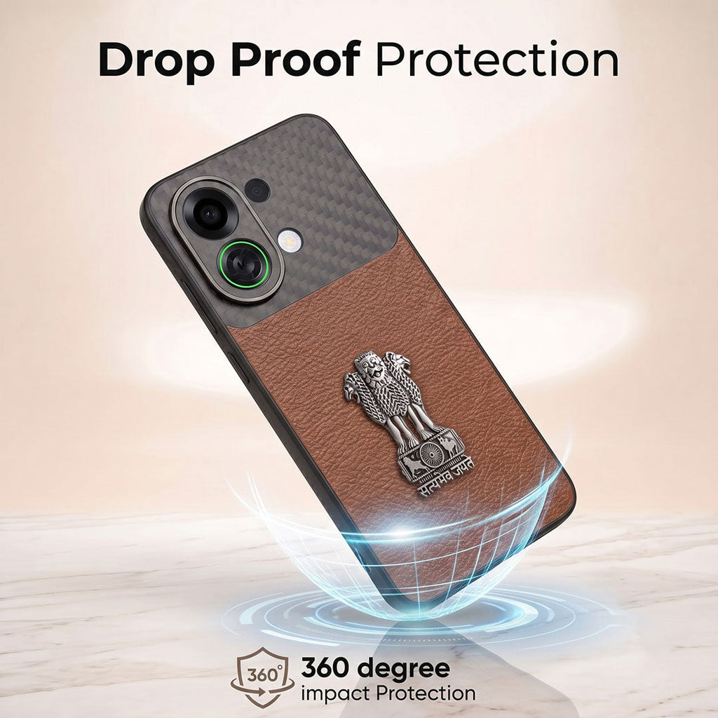 Oppo K13 Turbo 5G Satyamev Jayate Carbon Fiber Leather Hybrid Phone Case